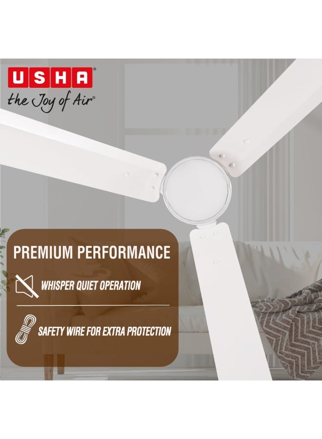 USHA AeroEdge 1200mm BLDC Ceiling Fan with RF Remote | BEE 5 Star Rated Energy Efficient | 100% Copper Motor | High Air Delivery 220CMM | 2 Year Warranty | (Rich White) - Image 3